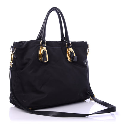 Prada Tessuto Nylon Soft Calf Tote Black 3 of 15