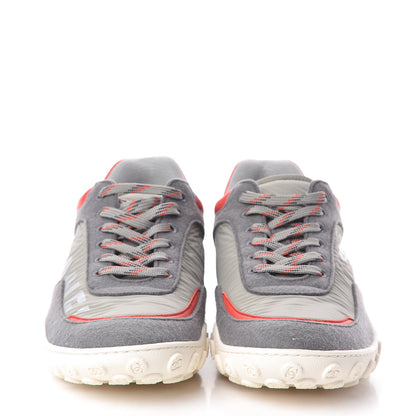 Chanel Nylon Calfskin Suede Mens CC Sneakers 41 Grey Orange 2 of 8