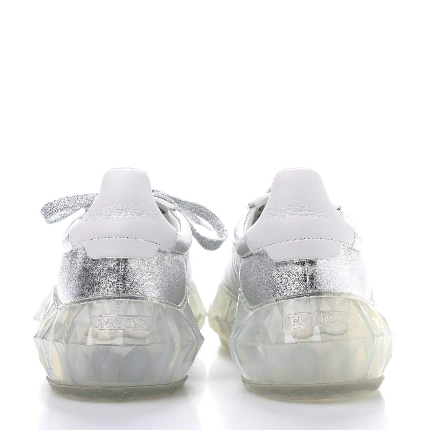 Jimmy Choo Metallic Calfskin Womens Diamond F Low Top Sneaker 37 White Silver 4 of 9