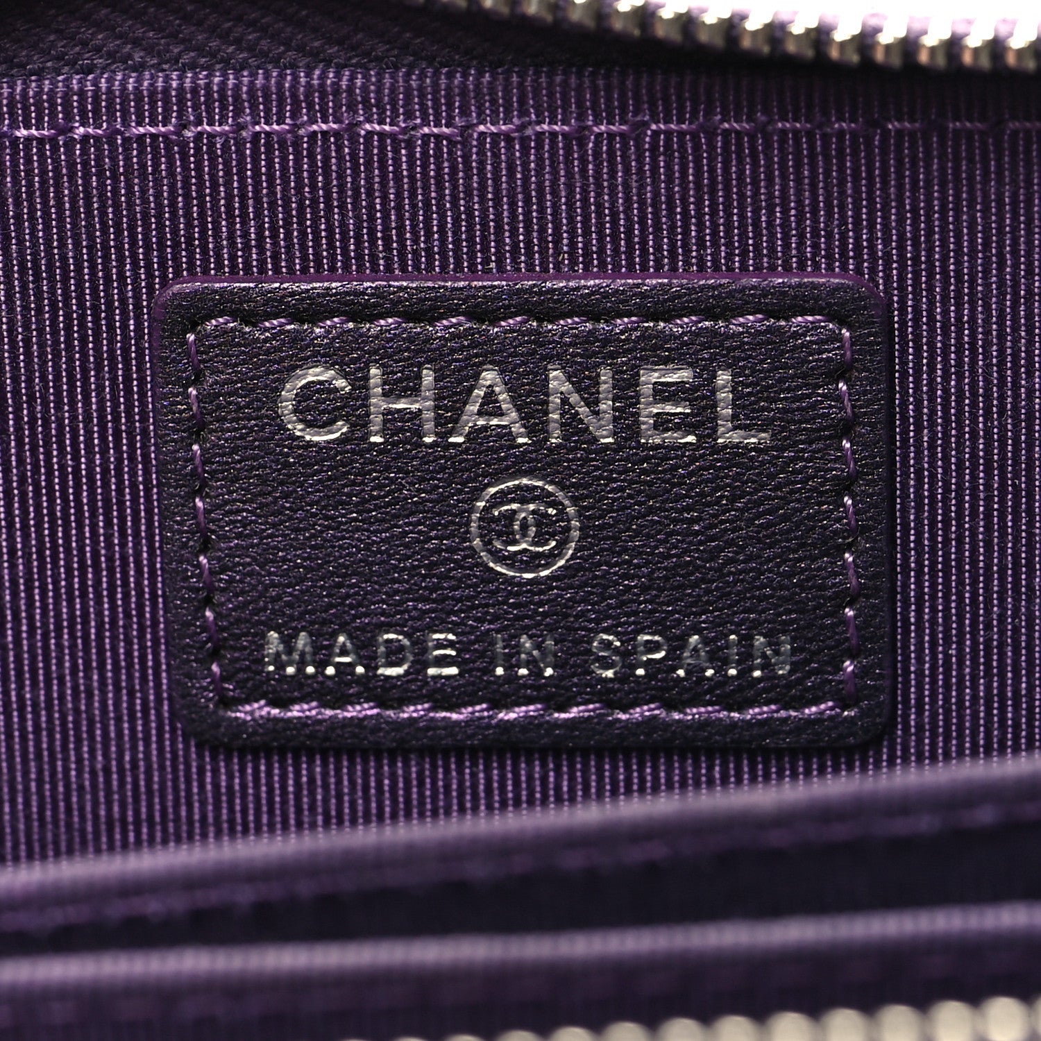 Chanel Metallic Lambskin Quilted Zip Around Coin Purse Wallet Purple 7 of 9
