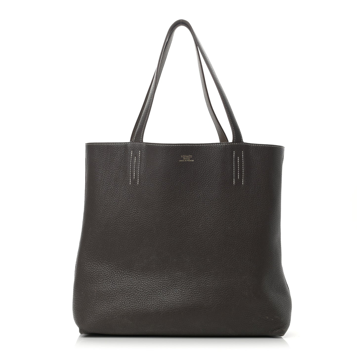 Taurillon Clemence Double Sens 36 Reversible Tote Etoupe Etain