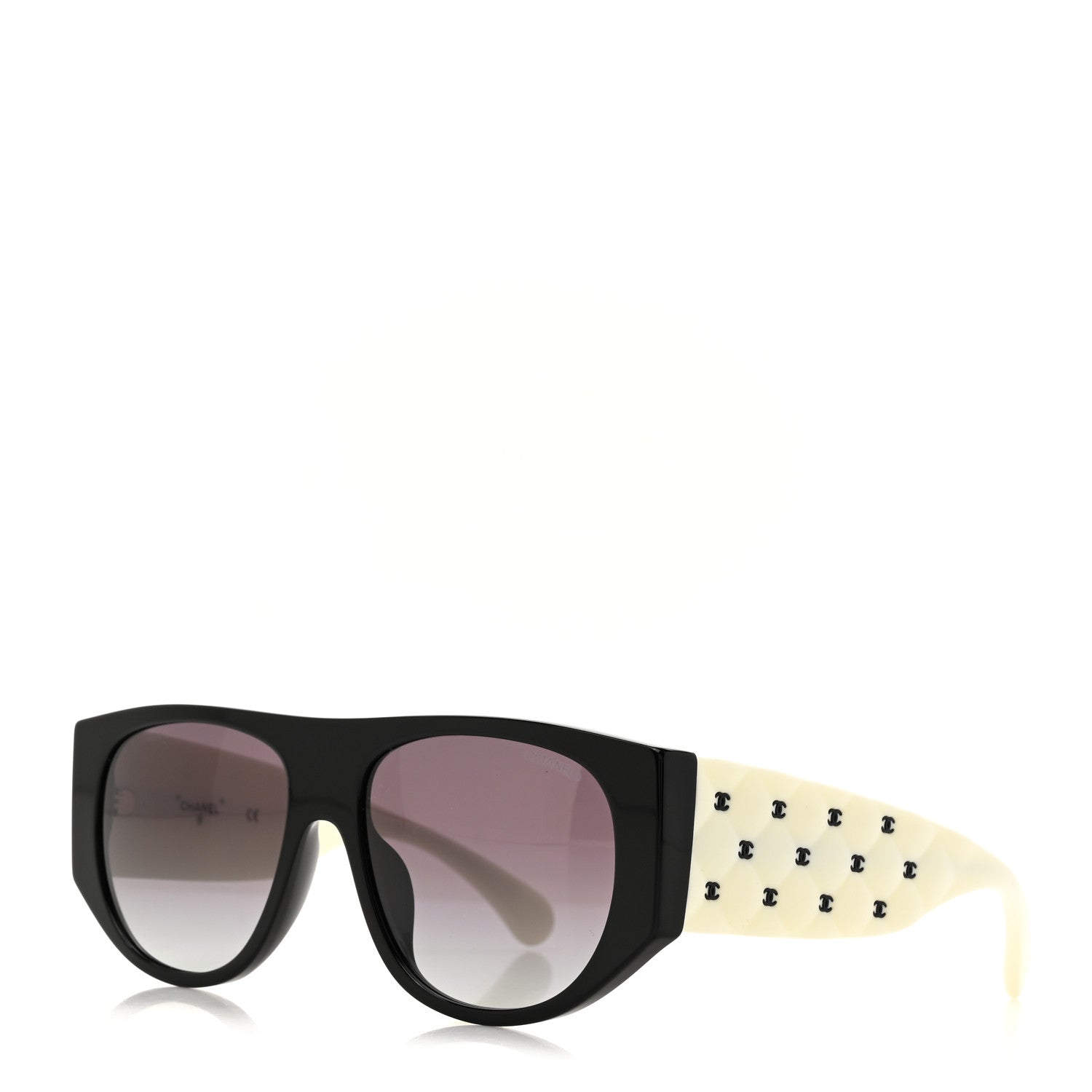 Chanel Acetate Quilted CC Pilot Sunglasses 71465 White Black 1 of 8