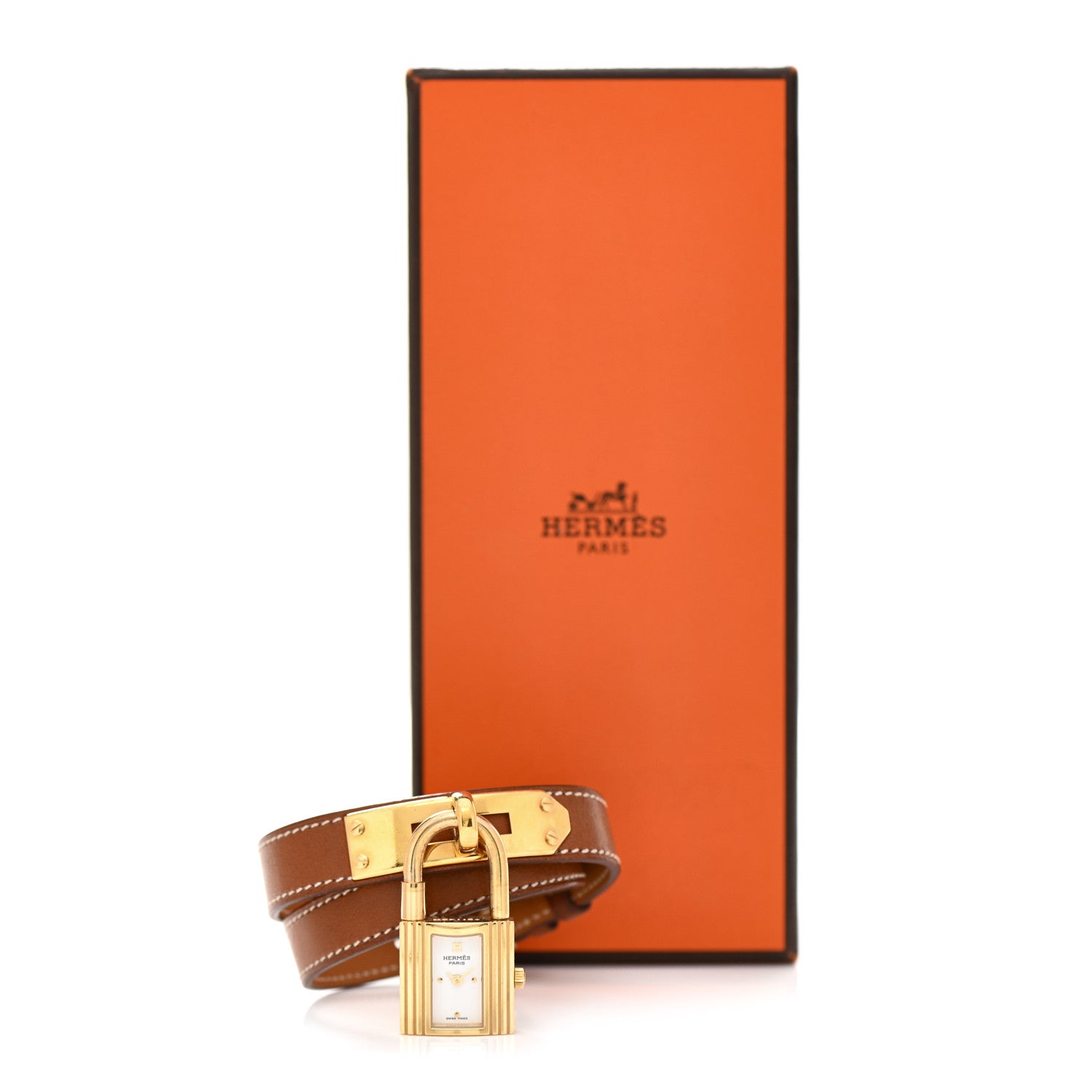 Hermes Stainless Steel Barenia 20mm Kelly Cadena Double Tour Quartz Watch Fauve 4 of 4