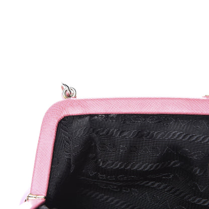 Prada Tessuto Nylon Saffiano Kisslock Shoulder Bag Rosa 9 of 12
