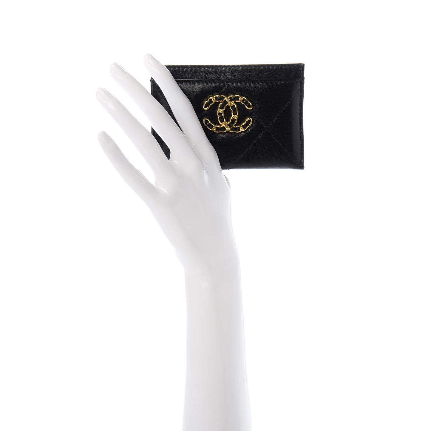 Goatskin Quilted 19 Card Holder Black