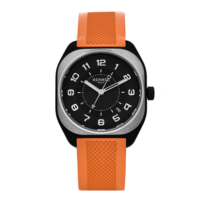 Hermes DLC Coated Titanium Rubber 39mm H08 Automatic Watch Orange 1 of 5