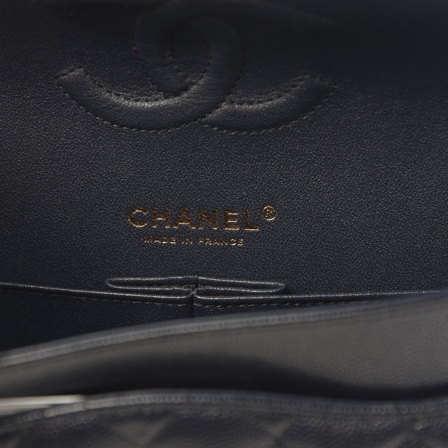 Caviar Quilted Medium Double Flap Navy