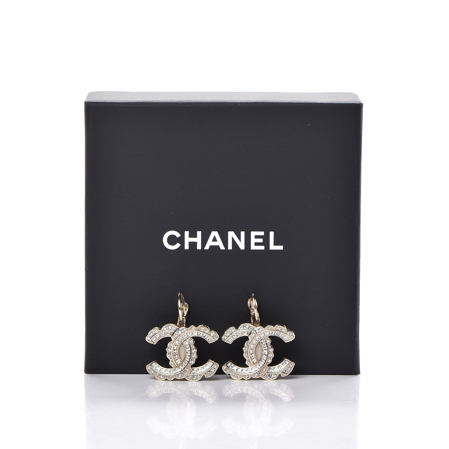 Crystal Enamel CC Hoop Earrings Gold