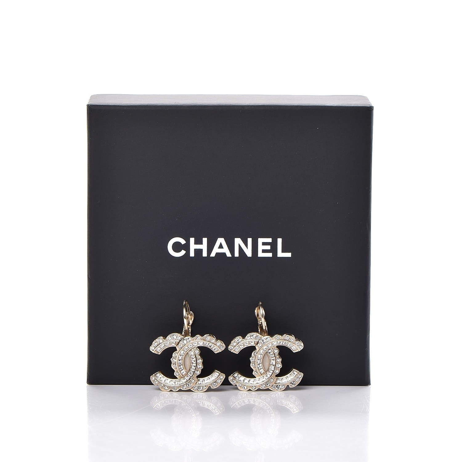 Chanel Crystal Enamel CC Hoop Earrings Gold 6 of 6