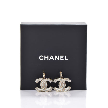 Chanel Crystal Enamel CC Hoop Earrings Gold 6 of 6
