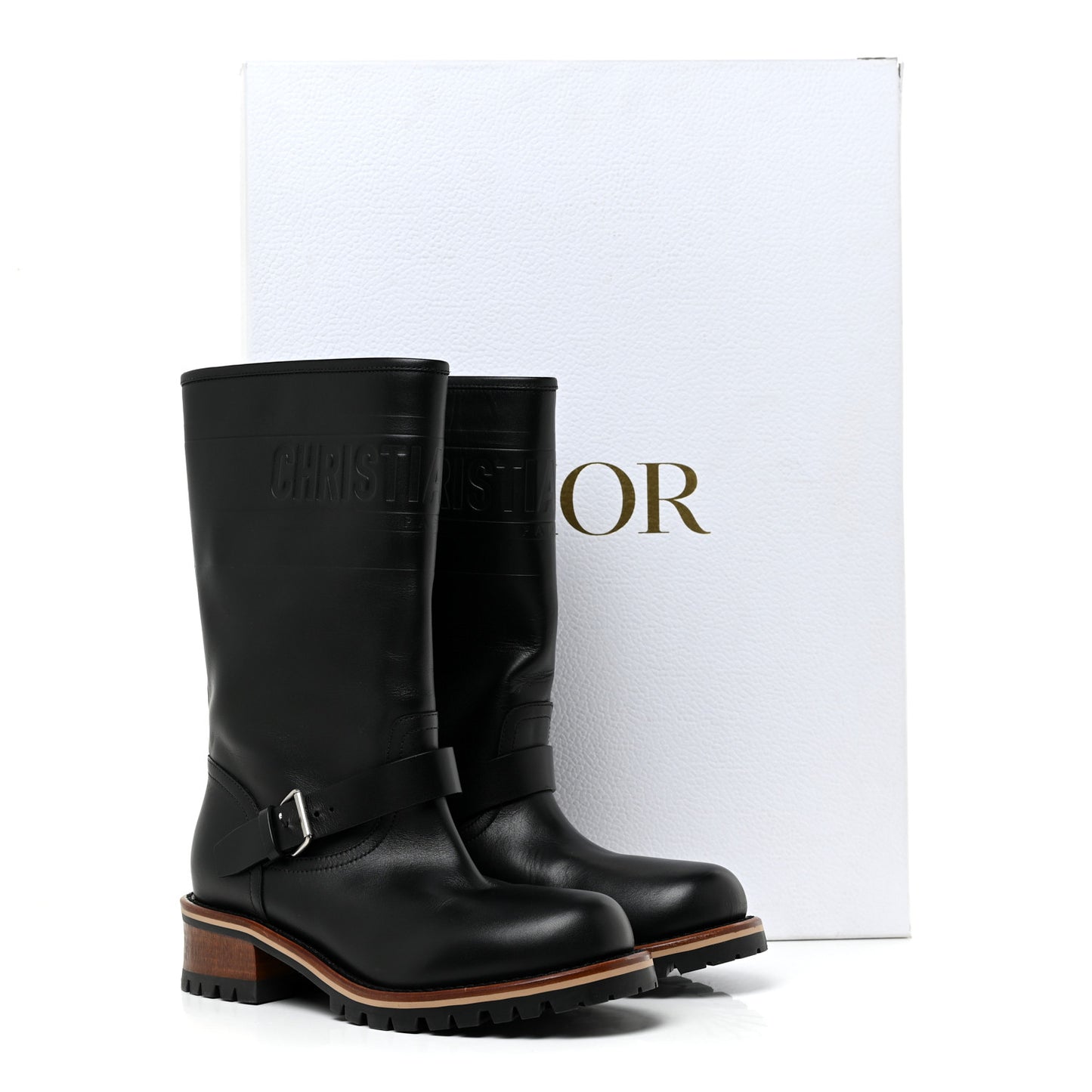 Calfskin Embossed Dior Quest 35mm Biker Boots 37 Black