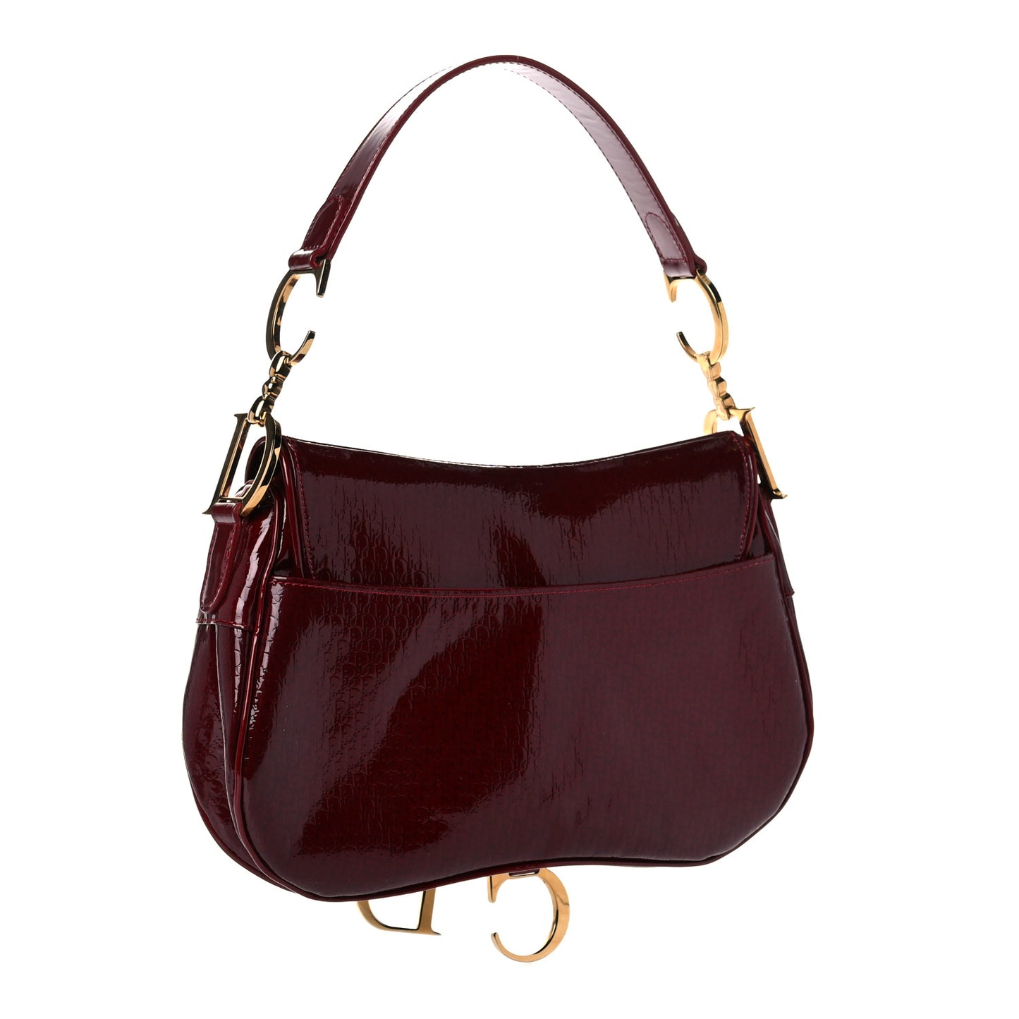 Patent Diorissimo Double Saddle Bag Dark Red