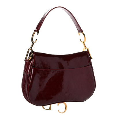 Christian Dior Patent Diorissimo Double Saddle Bag Dark Red 3 of 10