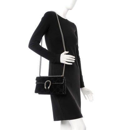 Gucci Velvet Skipper Crystal GG Monogram Small Dionysus Shoulder Bag Black Black Diamond 3 of 8