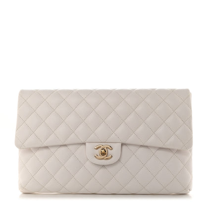 Chanel Caviar Quilted Flap Clutch White 1 of 7