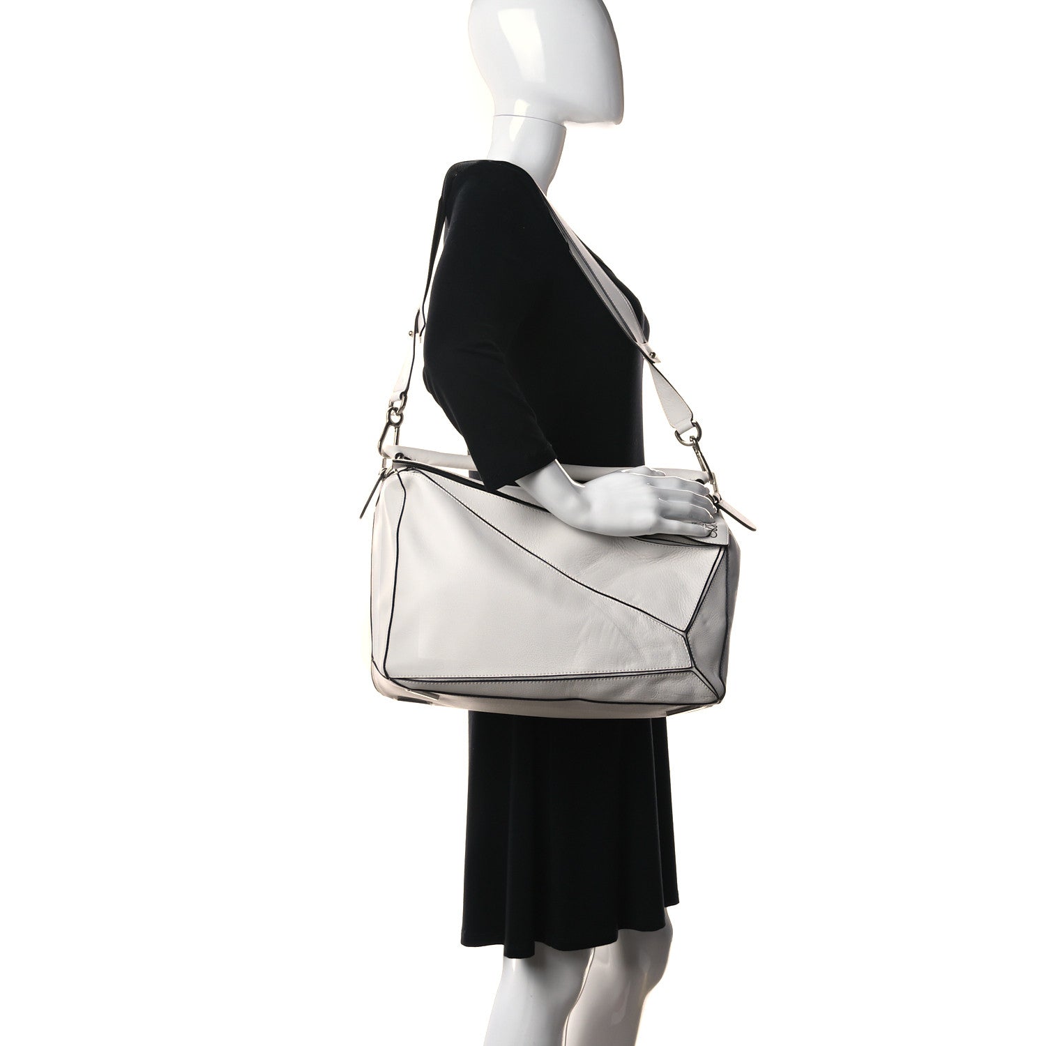 Loewe Calfskin Medium Puzzle Bag White 3 of 19