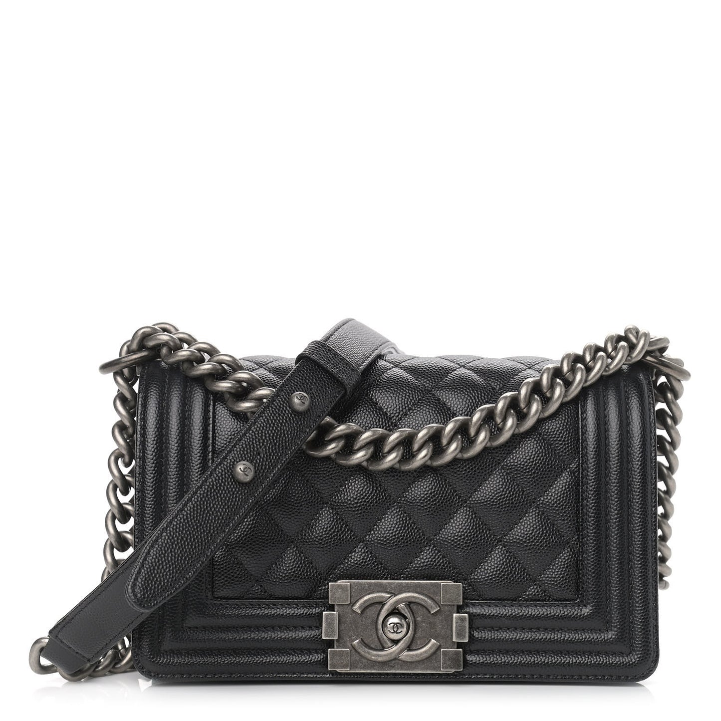 Caviar Quilted Small Boy Flap Black