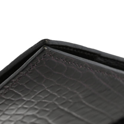 Hermes Shiny Alligator Bearn Gusset Wallet Aubergine 10 of 12