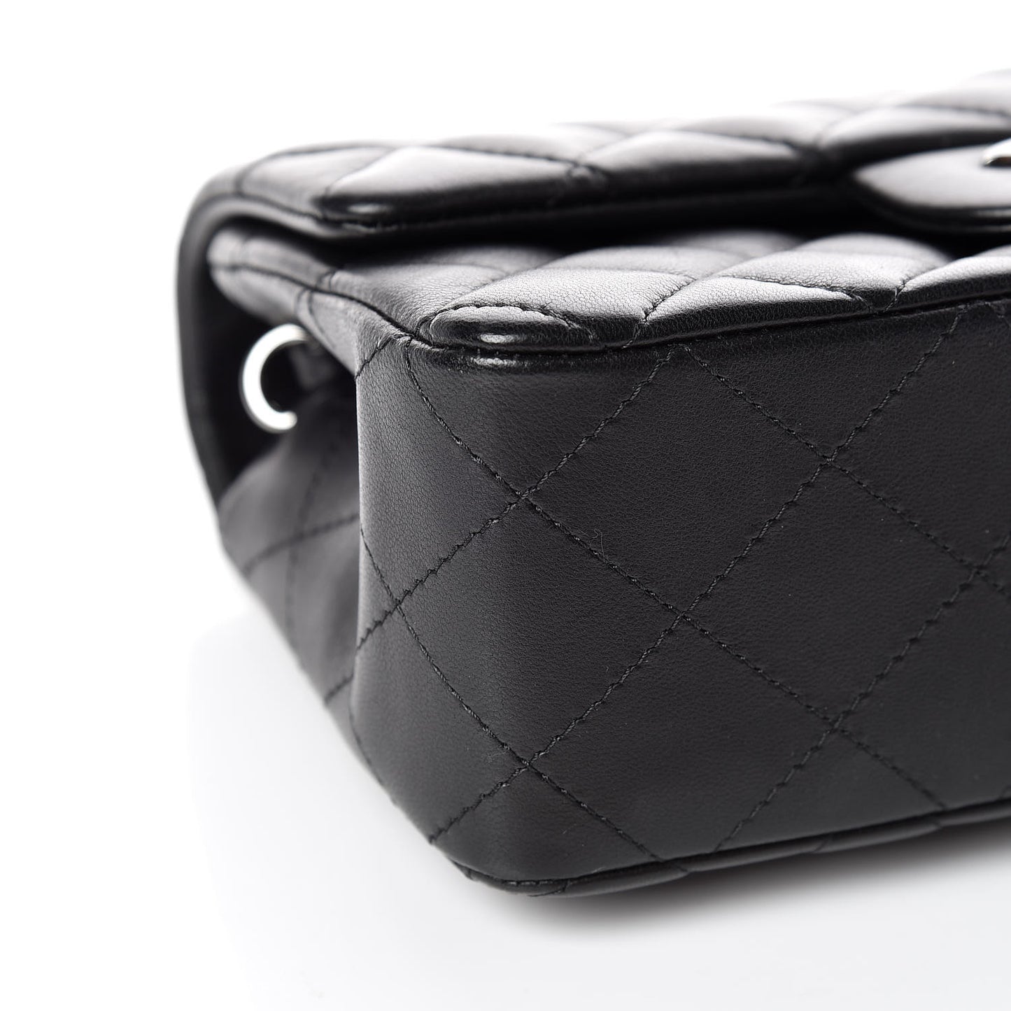 Lambskin Quilted Mini Rectangular Flap Black