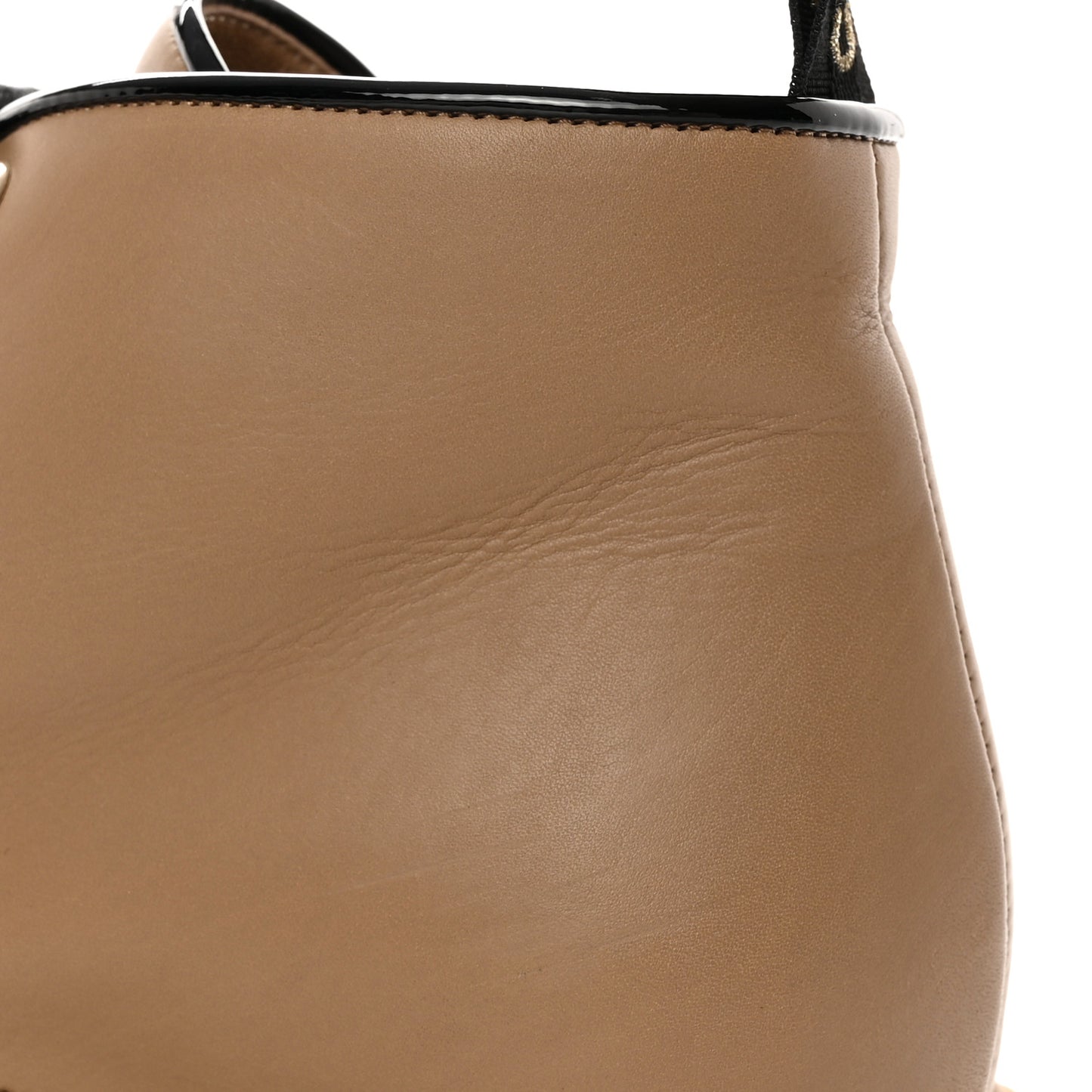 Calfskin Lace Up CC Short Boots 35.5 Beige Black