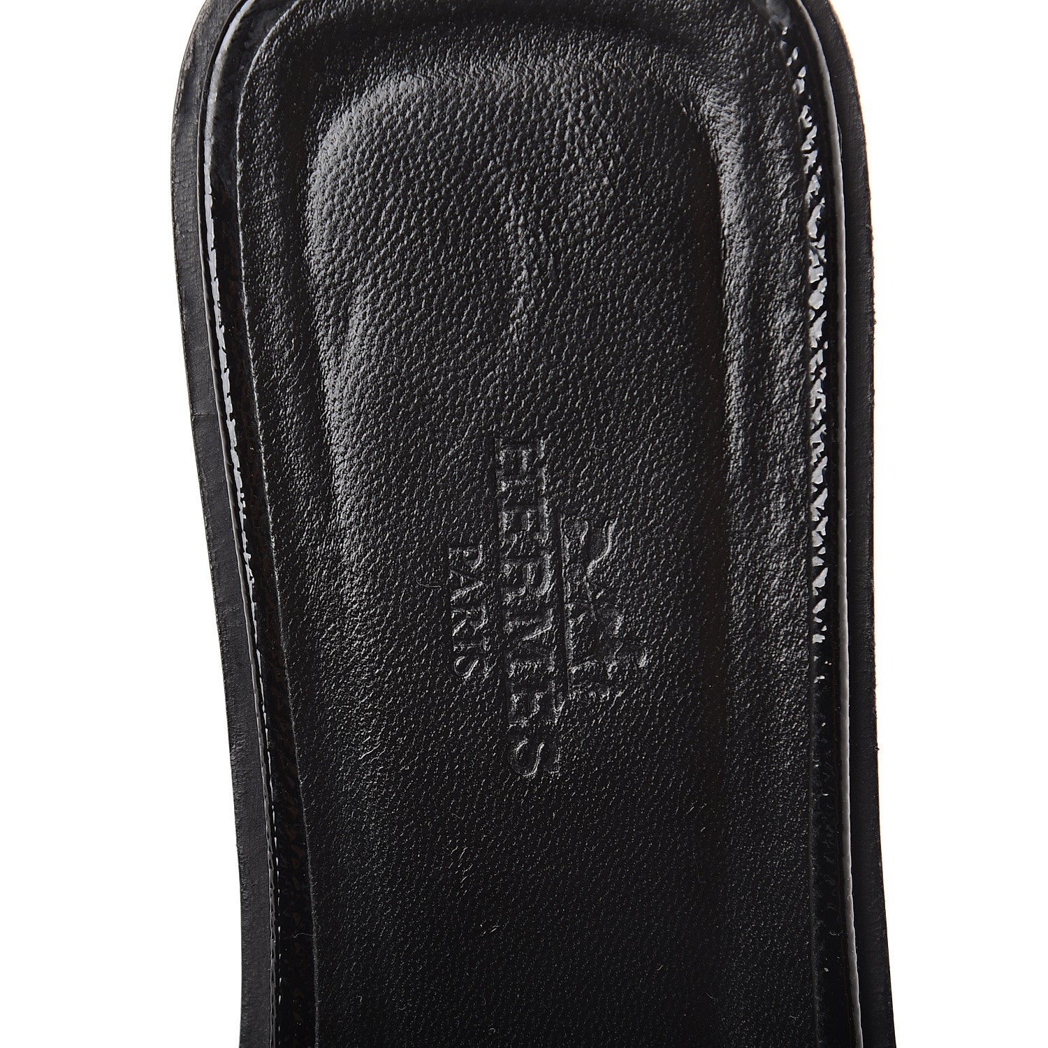 Hermes Patent Epsom Oran Sandals 37.5 Black 5 of 7