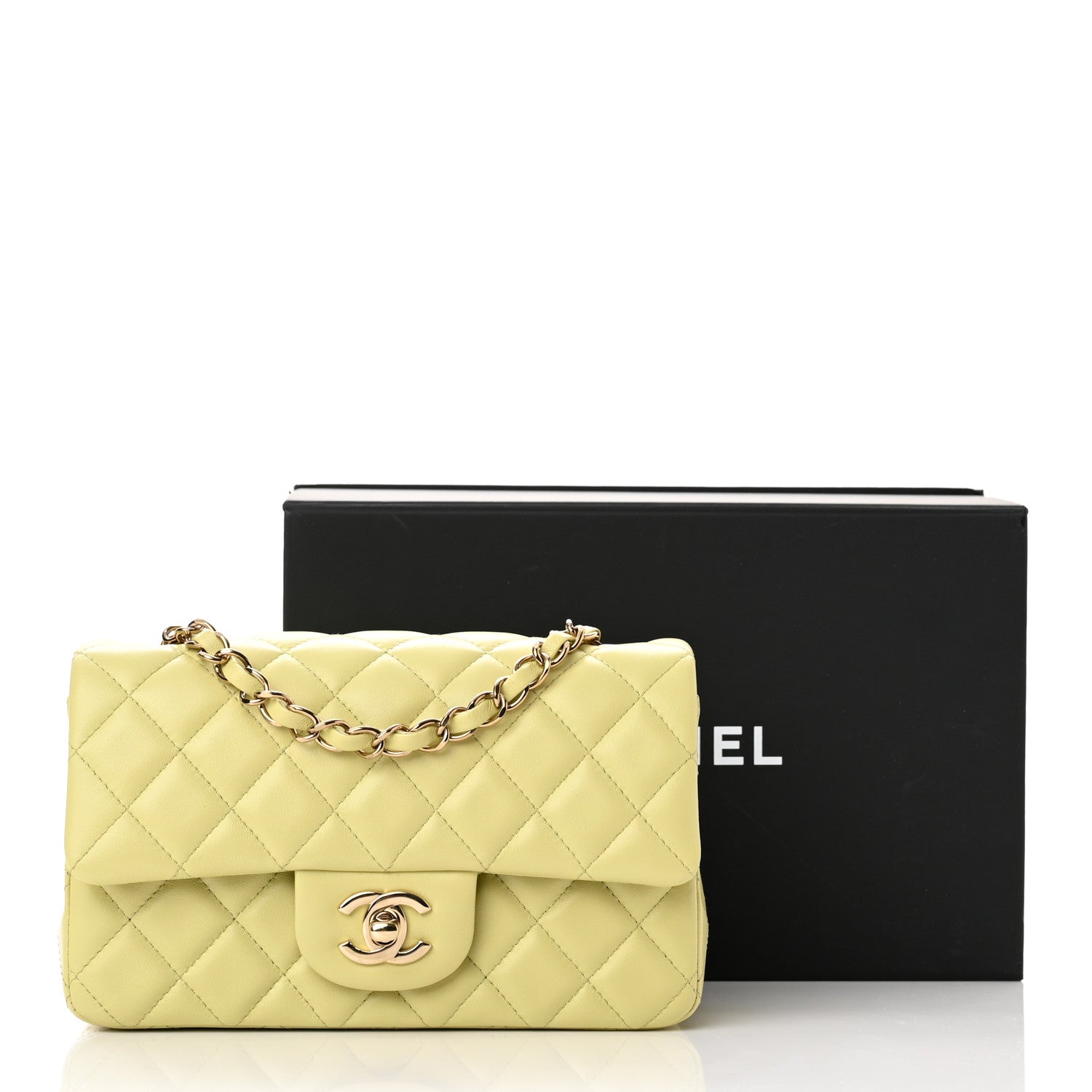 Chanel Lambskin Quilted Mini Rectangular Flap Light Green 12 of 12