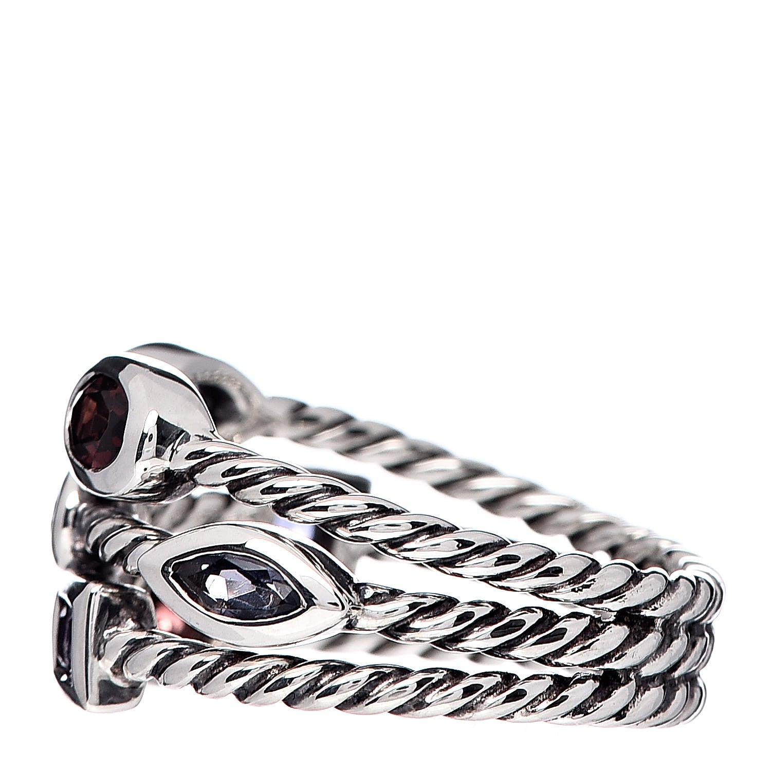 David Yurman Sterling Silver Garnet Amethyst Iolite Tourmaline Berry Confetti 3 Row Ring 52 6 3 of 5
