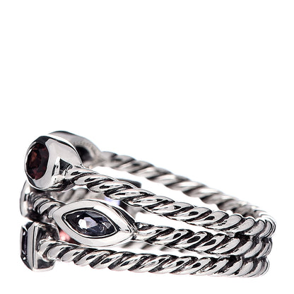 David Yurman Sterling Silver Garnet Amethyst Iolite Tourmaline Berry Confetti 3 Row Ring 52 6 3 of 5
