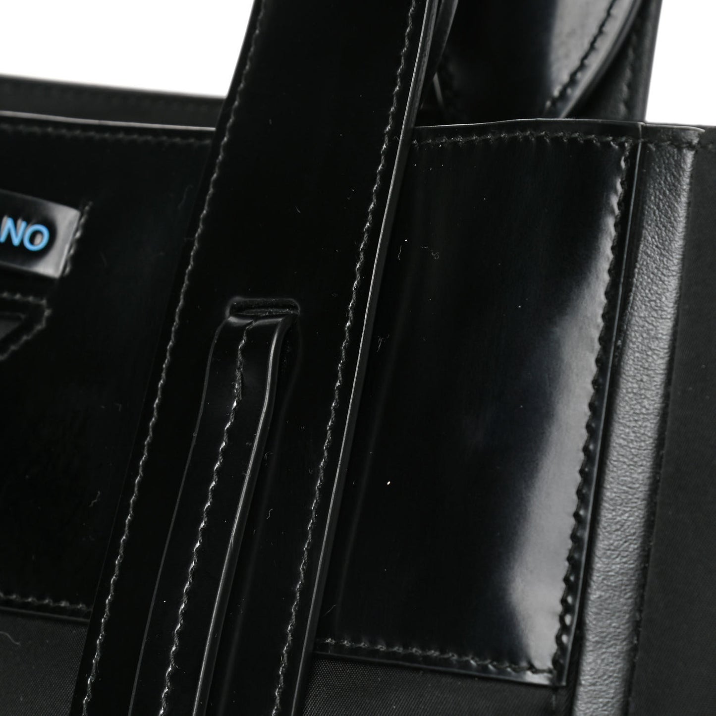Tessuto Nylon Spazzolato Small Ouverture Top Handle Bag Black