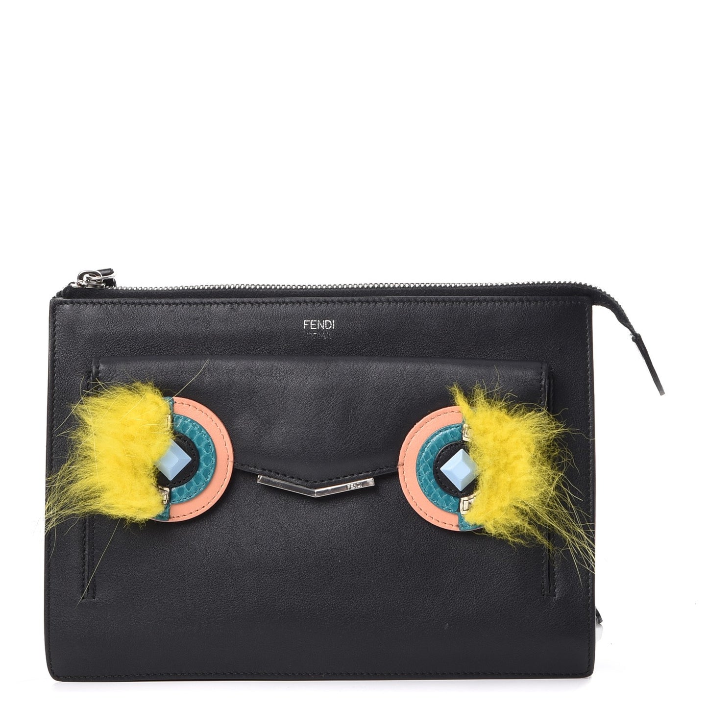 Vitello Dolce Fox Elaphe Ayers Hypnoteyes Min 2Jours Pouch Black Giallo Multicolor