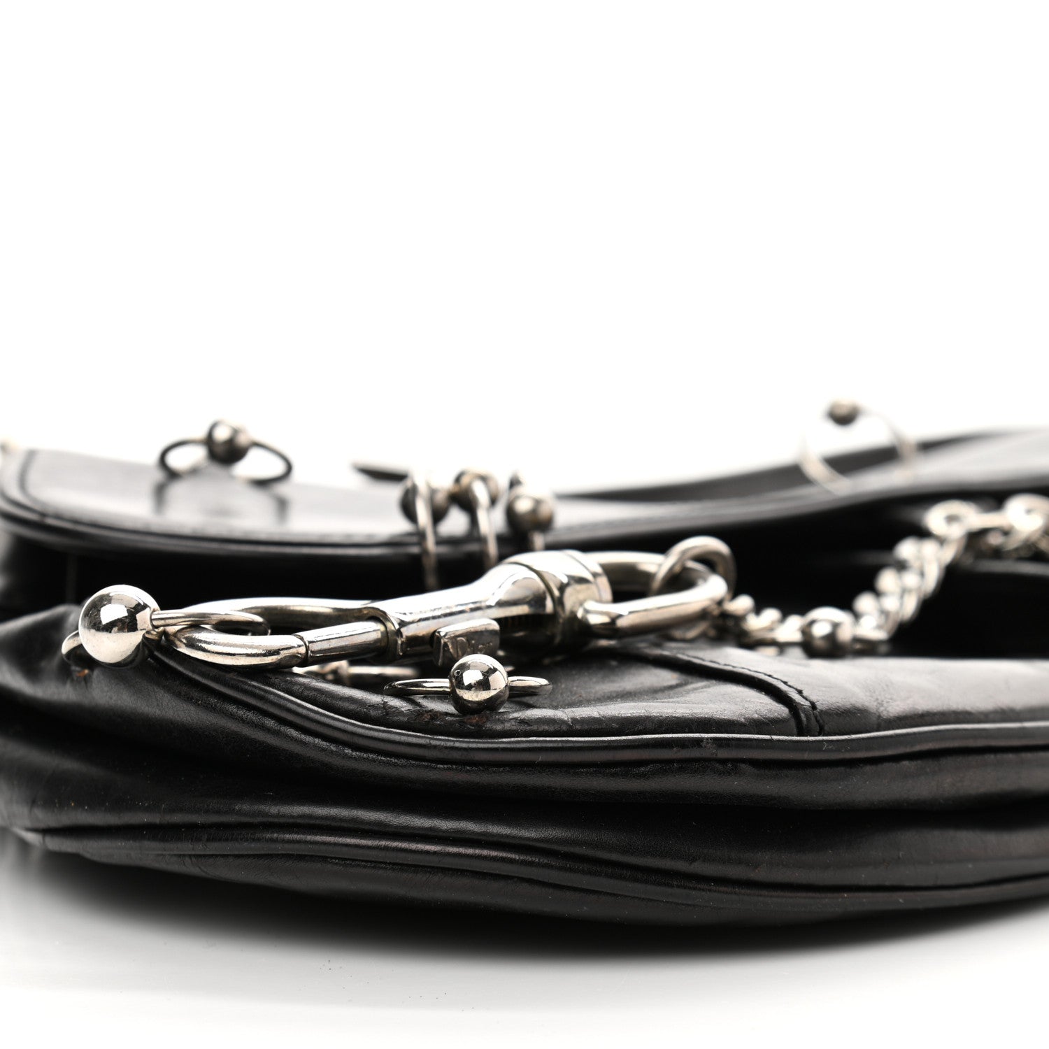 Christian Dior Calfskin Hardcore Pierced Saddle Bag Black 8 of 21