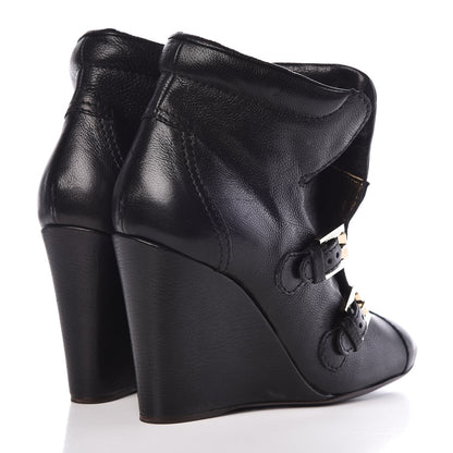 Chanel Calfskin Ankle Wedge Boots 38.5 Black 4 of 9