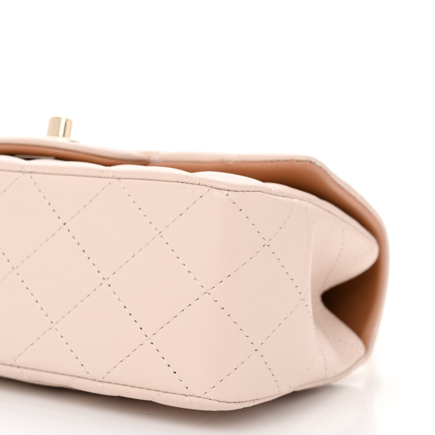 Chanel Lambskin Quilted Bi-Color Mini Top Handle Rectangular Flap Ecru Dark Beige 10 of 12