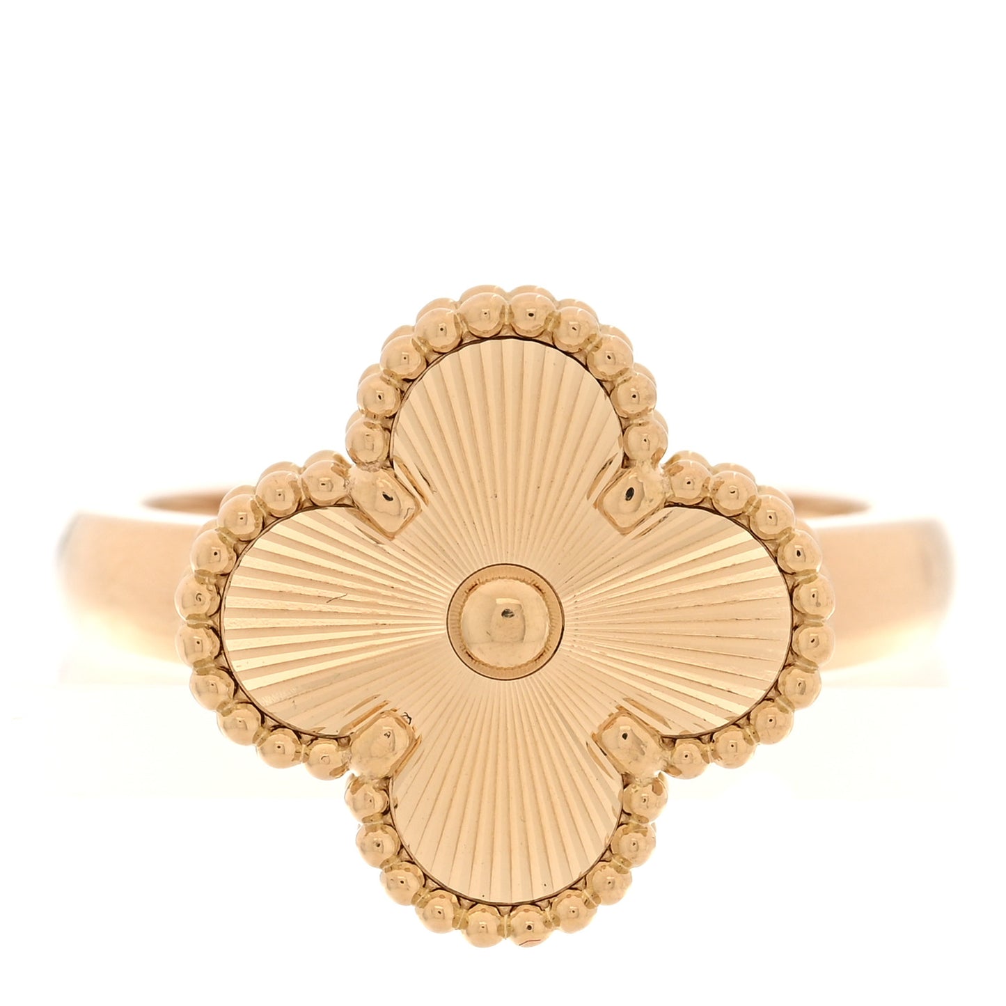 18K Yellow Gold Guilloche Vintage Alhambra Ring 53 6.5