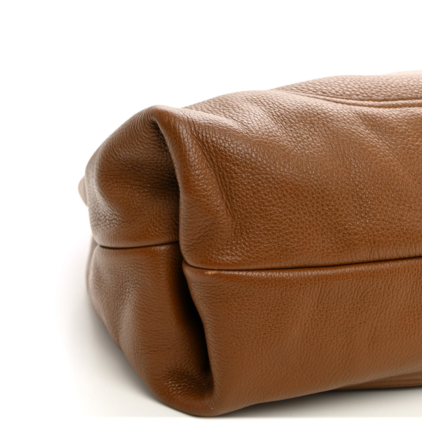 Grained Calfskin Softbit Maxi Shoulder Bag Brown