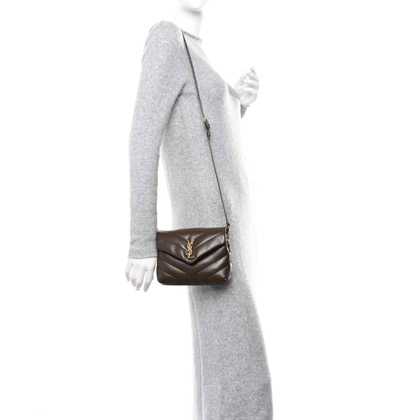 Calfskin Y Quilted Monogram Toy Loulou Crossbody Bag Soil Brown