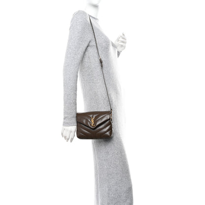 Saint Laurent Calfskin Y Quilted Monogram Toy Loulou Crossbody Bag Soil Brown 2 of 10