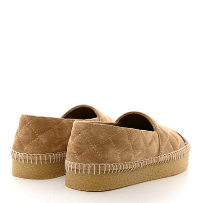 Chanel Suede Quilted CC Espadrilles 40 Beige Black 4 of 9
