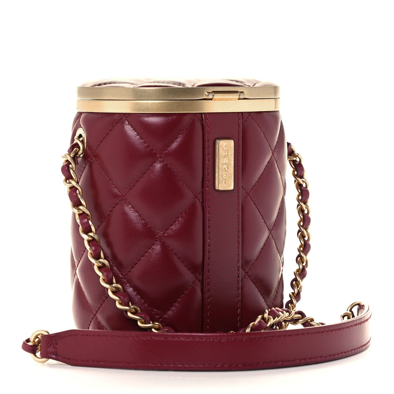 Chanel Lambskin Quilted Mini Crown Box Bag Burgundy 3 of 12