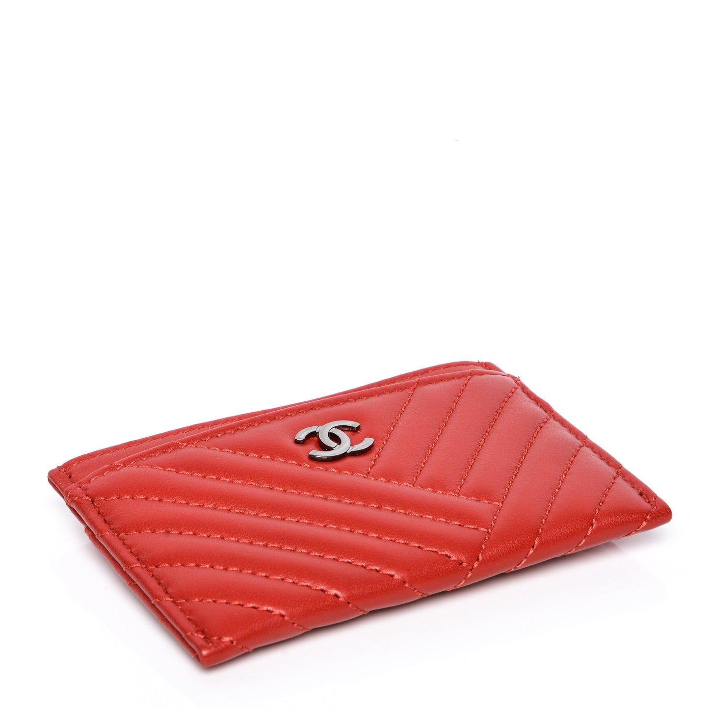 Lambskin Quilted CC Crossing Card Holder Red