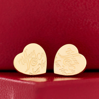 Tiffany 18K Yellow Gold Notes Heart Earrings 4 of 4