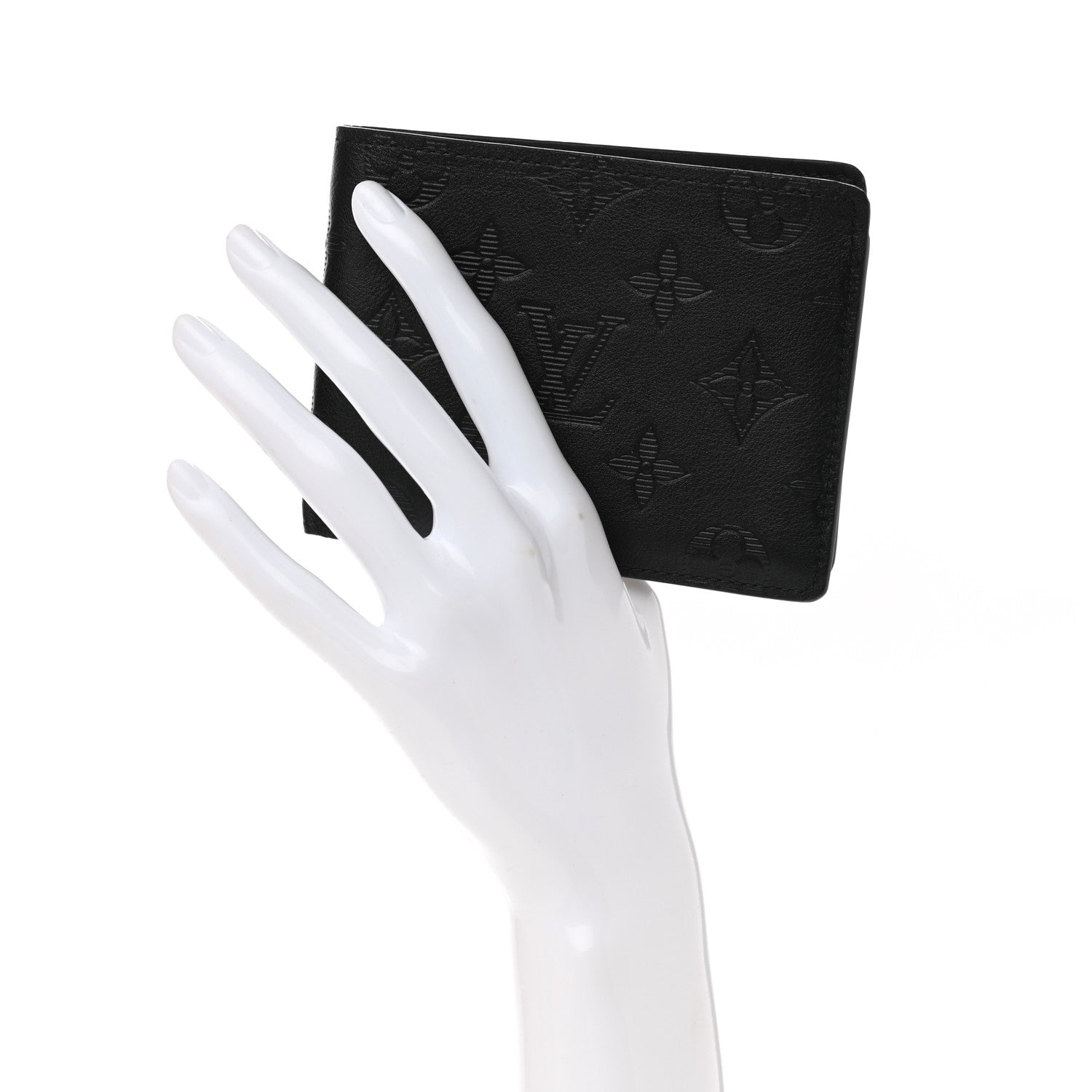 Louis Vuitton Calfskin Monogram Shadow Multiple Wallet Black 2 of 7