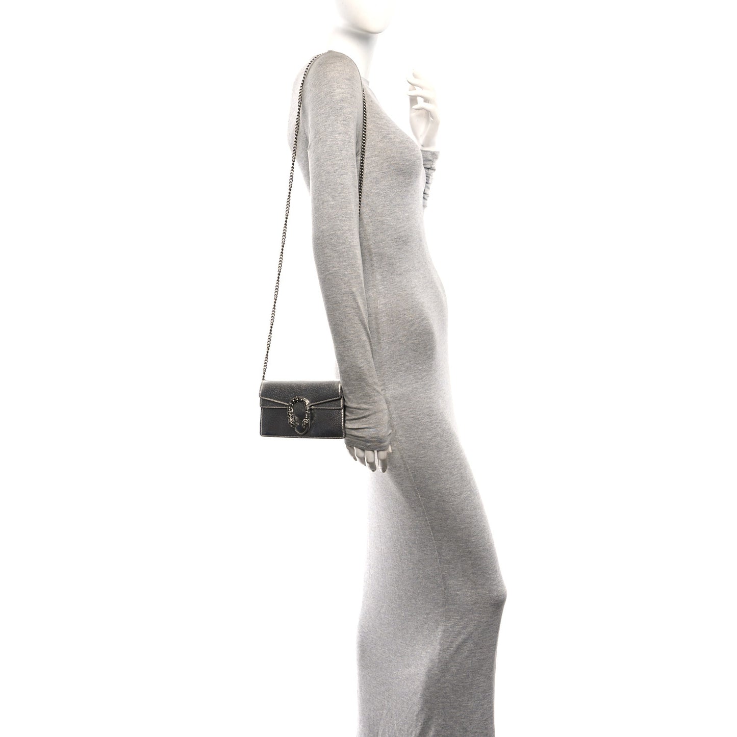 Metallic Calfskin Super Mini Dionysus Shoulder Bag Silver