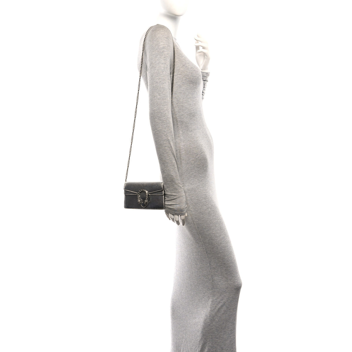 Gucci Metallic Calfskin Super Mini Dionysus Shoulder Bag Silver 2 of 10