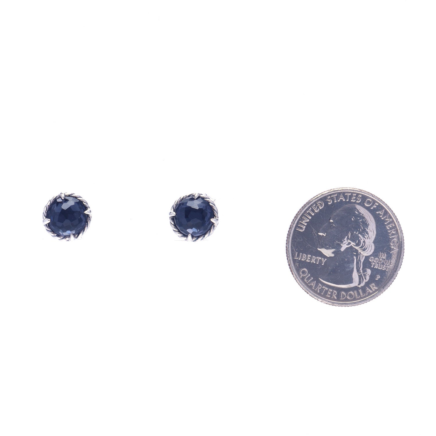 David Yurman Sterling Silver Black Orchid 8mm Chatelaine Earrings 2 of 5