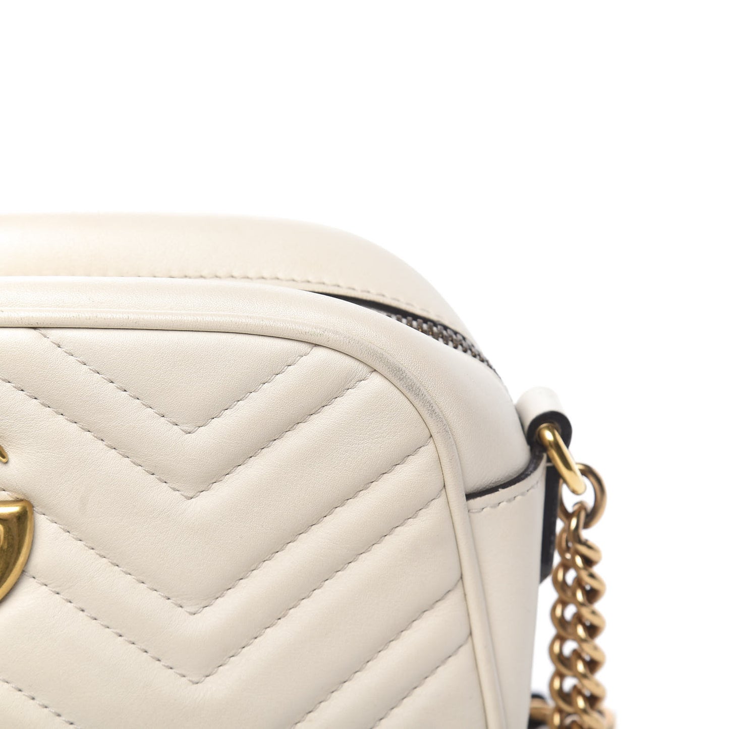 Calfskin Matelasse Small GG Marmont Chain Shoulder Bag White