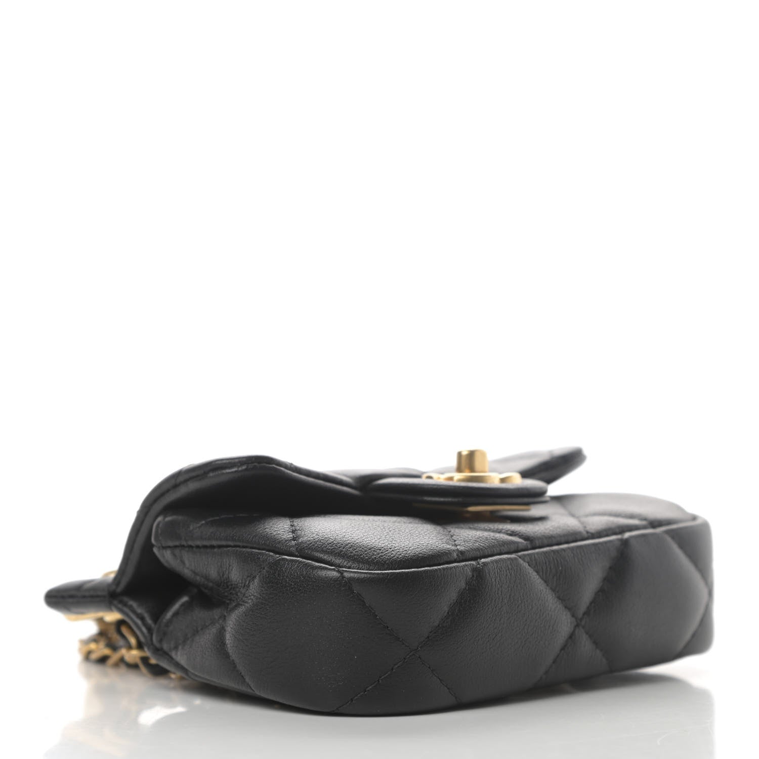 Chanel Calfskin Quilted Lady Handle Clutch With Chain Black 3 of 4