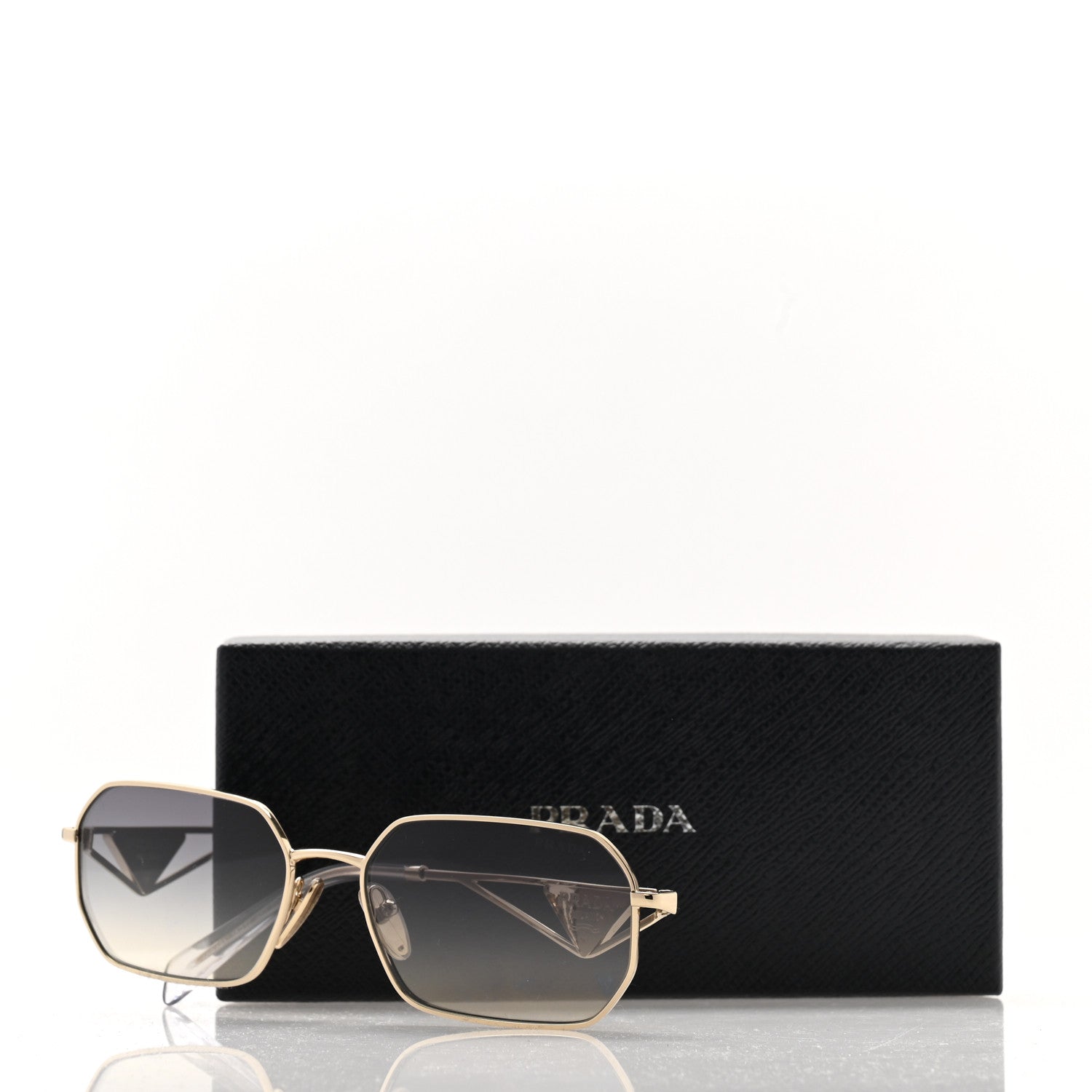 Prada Metal Symbole Triangle Logo Sunglasses SPR A51 Gold Blue 8 of 8