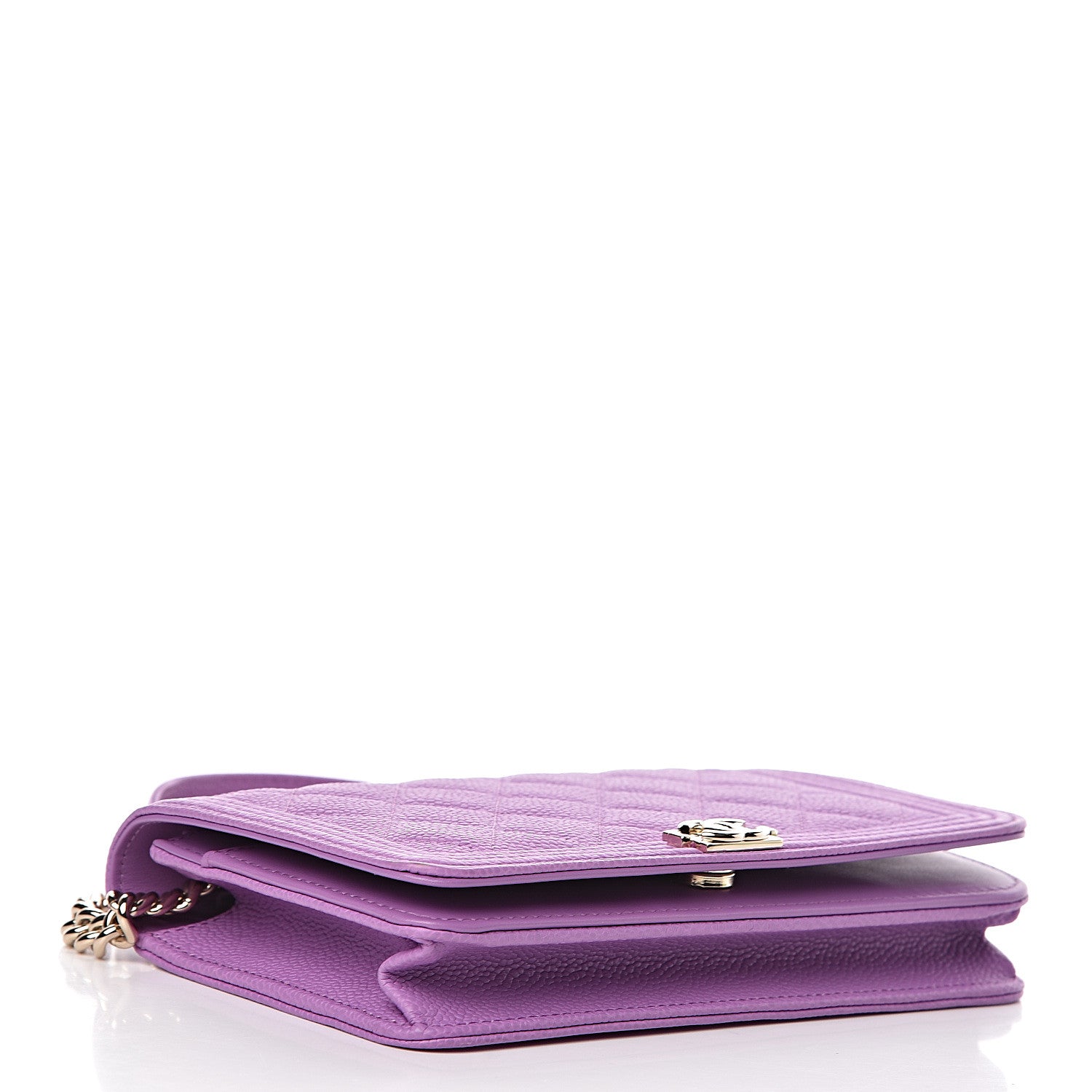 Chanel Caviar Quilted Boy Wallet On Chain WOC Purple 4 of 12