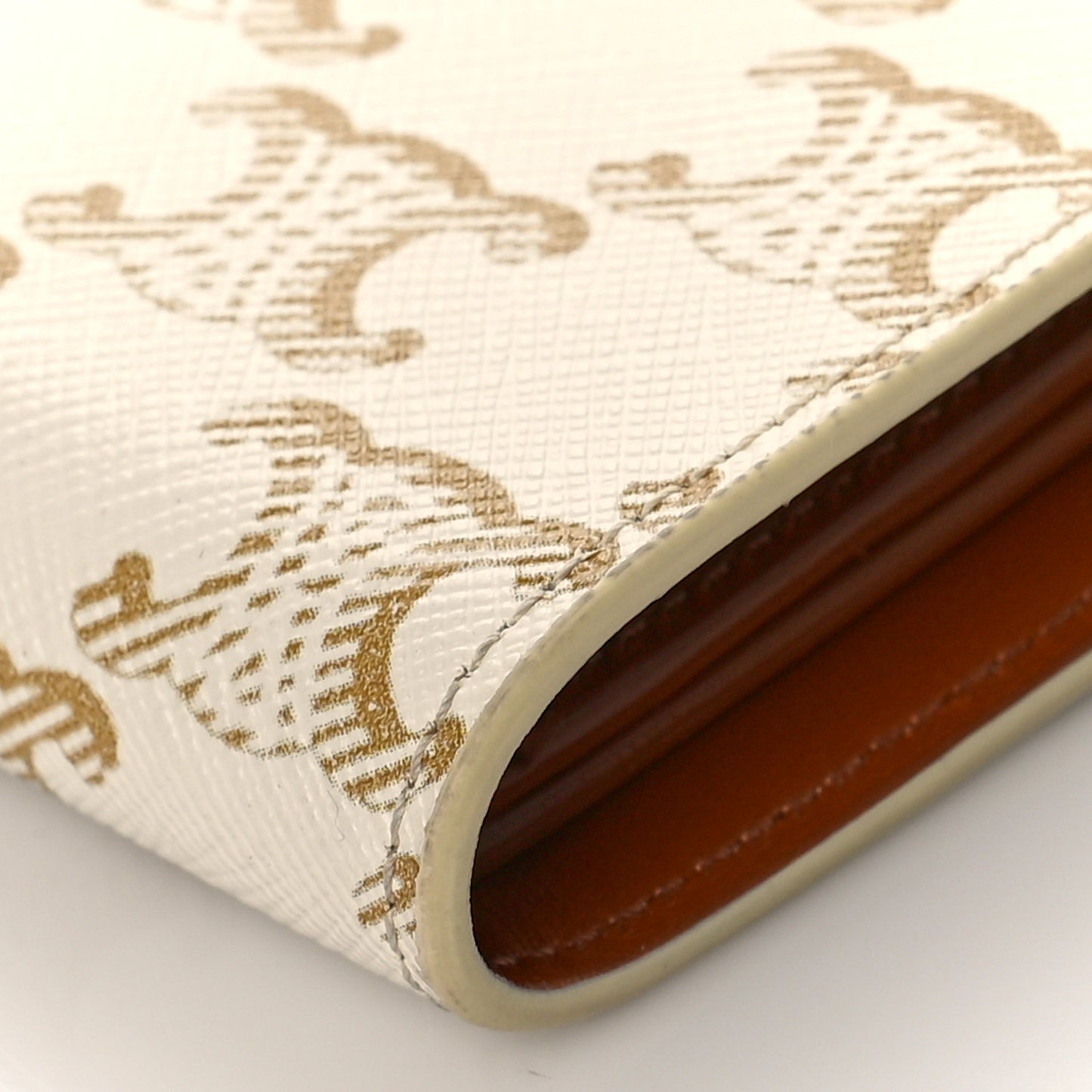 Canvas Triomphe Medium Strap Wallet White